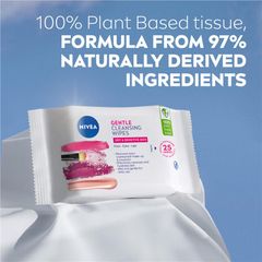 Khăn lau mặt Nivea Gentle Biodegradable dành cho da khô và nhạy cảm, gói đôi 25 miếng