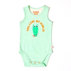 Bambi Mini Co. Bộ đồ liền thân Supersinglet cho bé trai màu xanh lá cây Croc và hình tam giác 2 gói 0-3