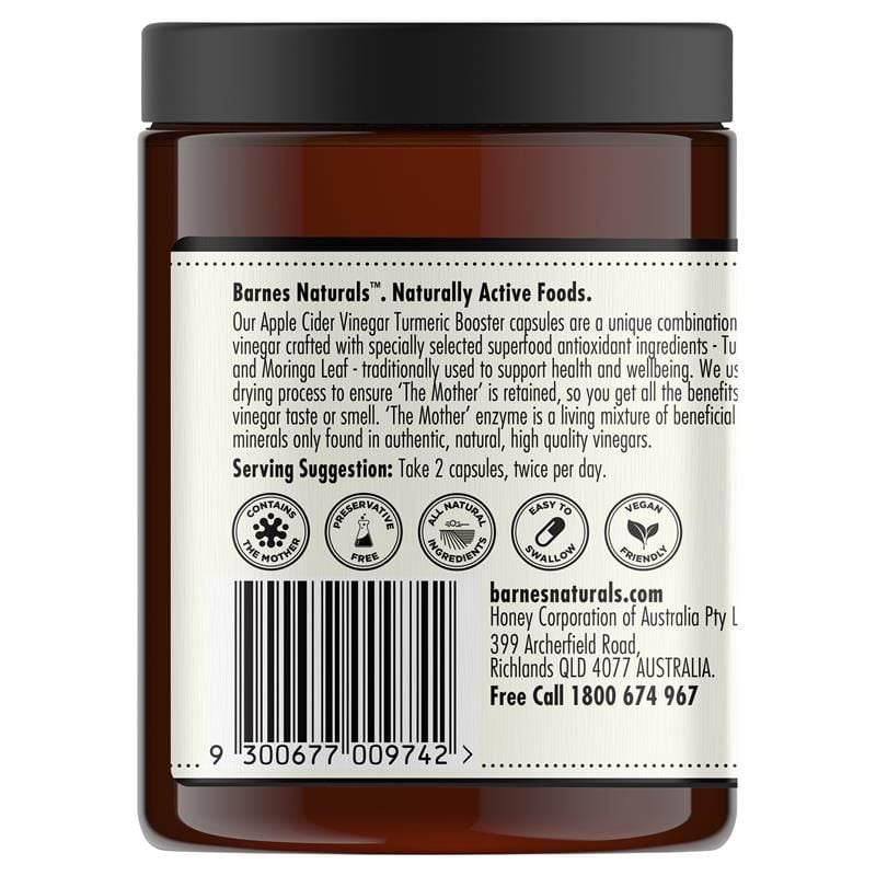 Giấm táo Barnes Naturals với The Mother Turmeric Boost 120 viên nang