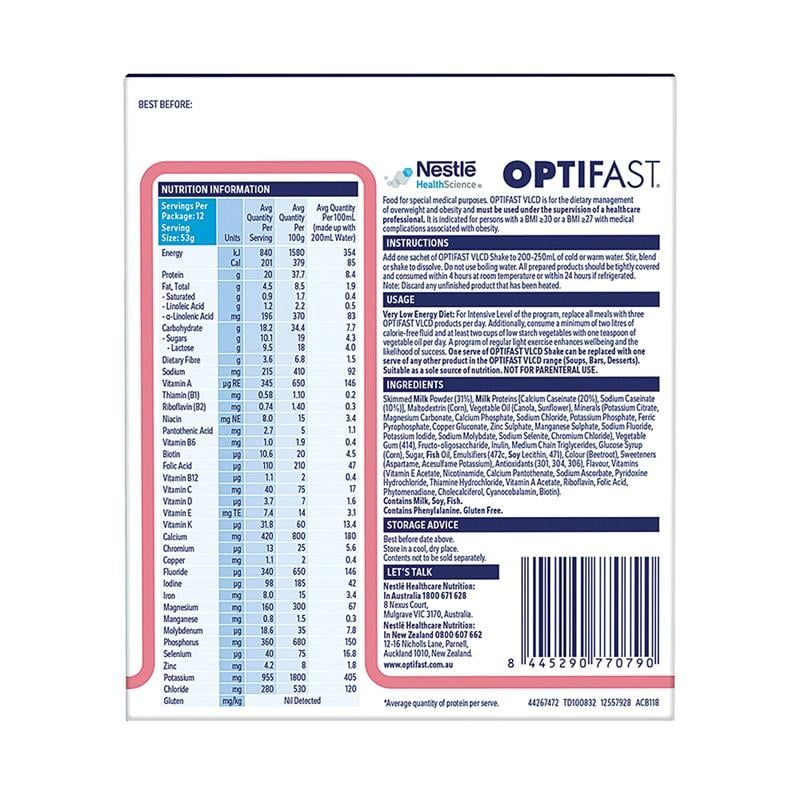 Optifast VLCD Shake Strawberry 12 x 53g MỚI