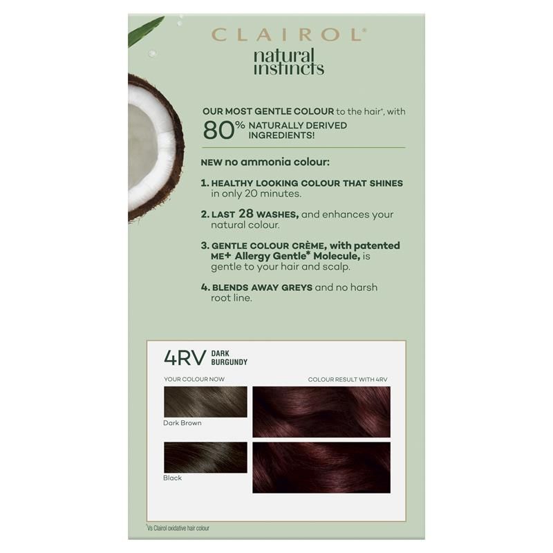 Thuốc nhuộm tóc bán vĩnh viễn Natural Instincts 4RV Dark Burgundy