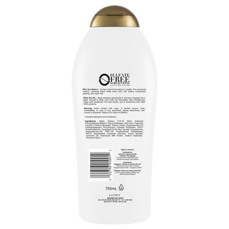 Dầu gội Ogx Nourishing + Hydrating Coconut Milk Shampoo dành cho tóc khô 750mL