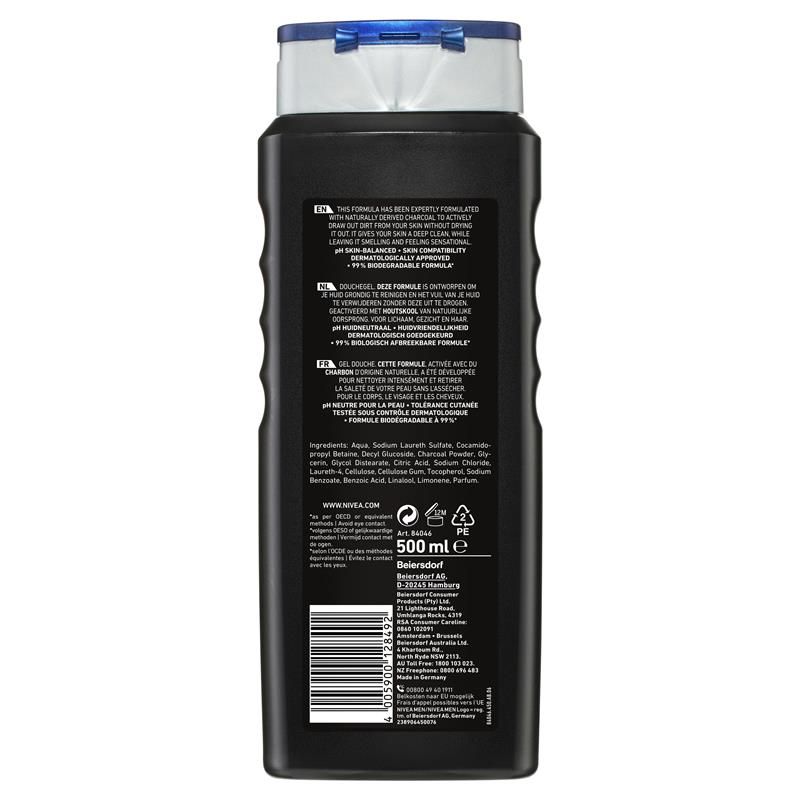 Sữa tắm NIVEA MEN Active Clean 3 trong 1 500ml