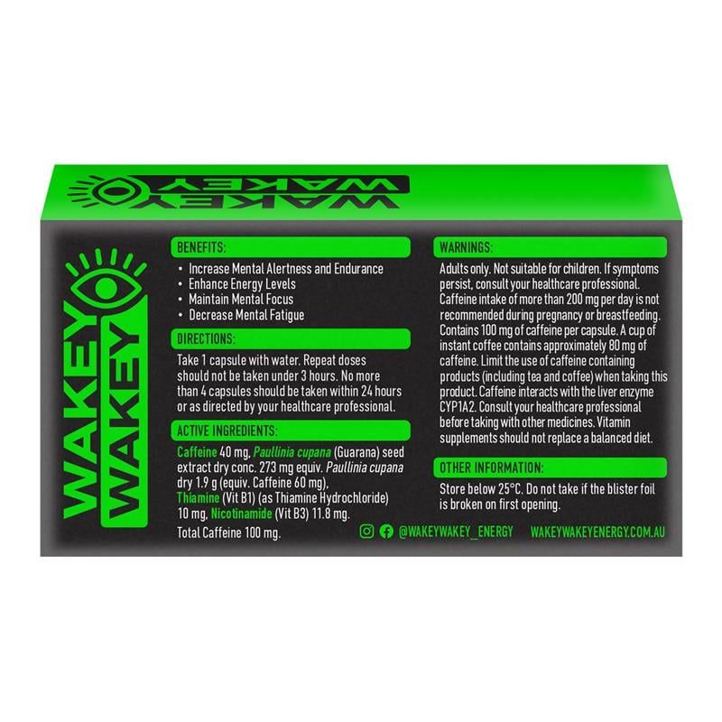 Viên nang lỏng năng lượng caffeine Wakey Wakey Caffeine 20 gói