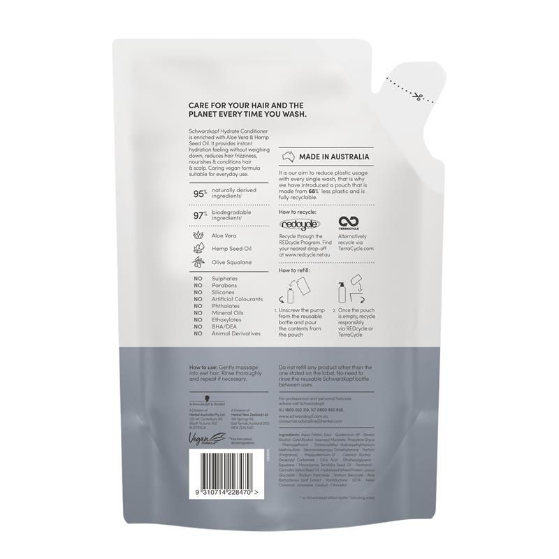 Dầu xả Schwarzkopf Sustainable Hydrate Refill 400ml