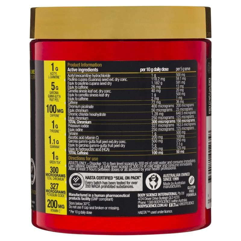 Bột chanh sinh nhiệt BSc HydroxyBurn Shred Neuro 300g