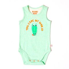 Bambi Mini Co. Bộ đồ liền thân Supersinglet cho bé trai màu xanh lá cây Croc và Triangles 2 gói 12-18