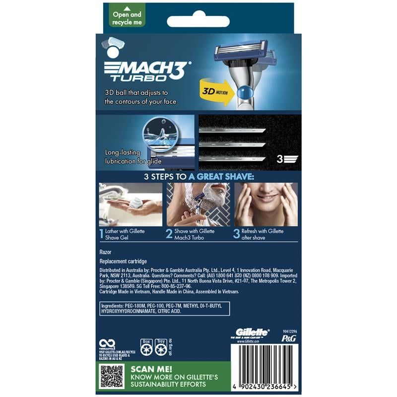 Dao cạo râu Gillette Mach 3 Turbo 3D 2 Up