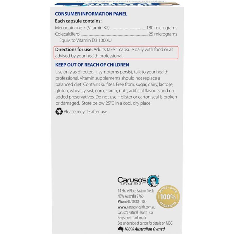 Carusos Vitamin K2 + D3 60 Viên Nang