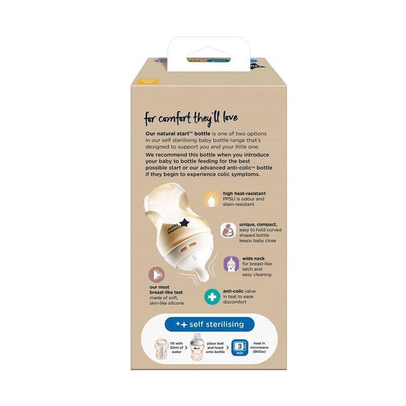 Bình sữa Tommee Tippee Natural Start 260ml PPSU núm vú chậm 1 gói