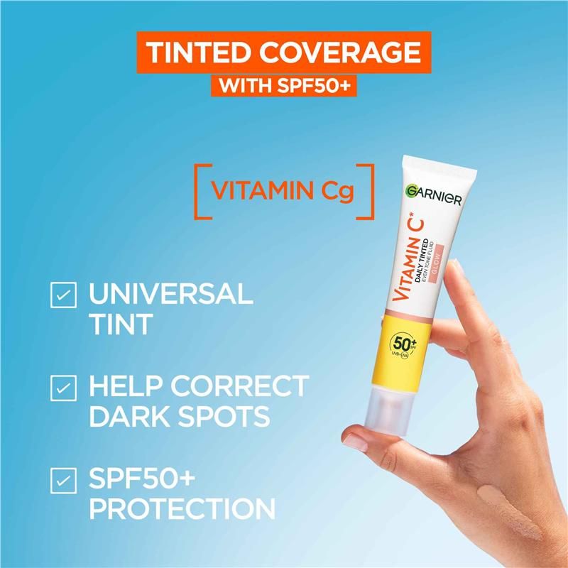 Kem nền Garnier Vitamin C Glow Daily Tinted Eventone Fluid SPF 50+ 40ml