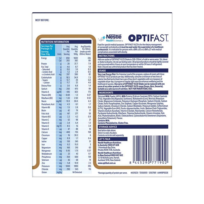 Optifast VLCD Shake Coffee 12 x 53g MỚI