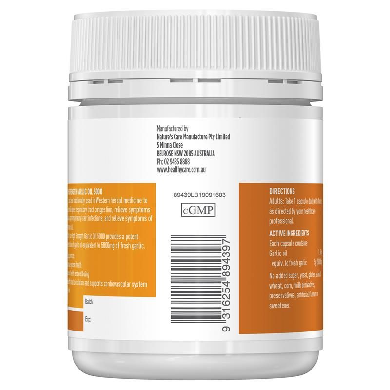 Dầu tỏi Healthy Care High Strength 5000mg 150 viên nang