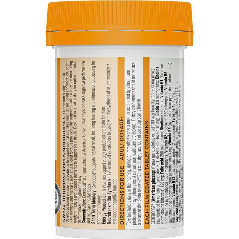 Swisse Ultiboost Focus Nootropics 60 Viên