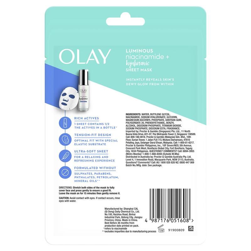 Mặt nạ giấy Olay Luminous Niacinamide + Hyaluronic