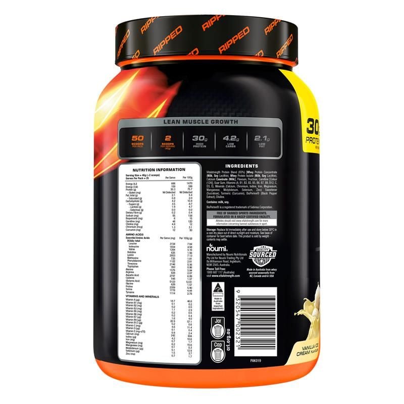 Bột Protein tập luyện VitalStrength Hydroxy Ripped 1Kg Vani