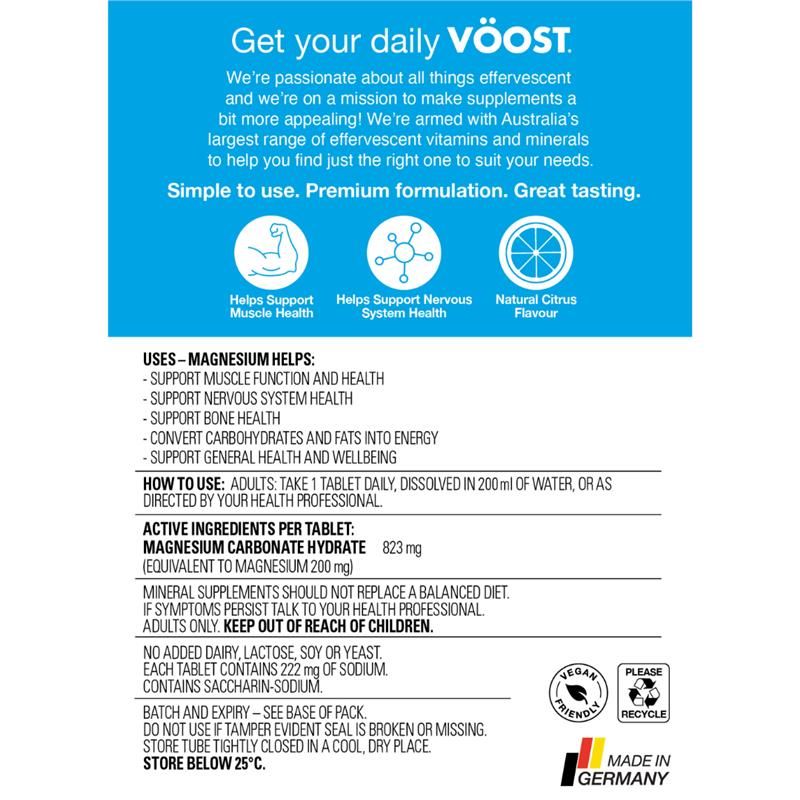 Voost Magnesium Effervescent 60 Pack Kích thước độc quyền