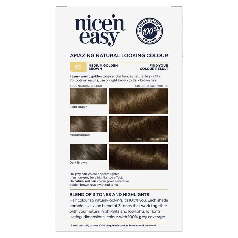Thuốc nhuộm tóc vĩnh viễn Clairol Nice N Easy 5G Medium Golden Brown