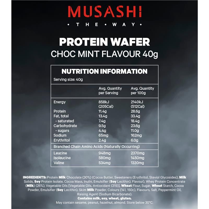 Bánh xốp protein Musashi vị sô cô la bạc hà 40g