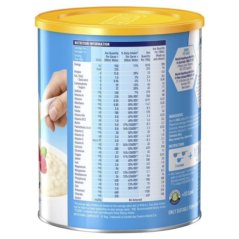 Sustagen Hospital Formula Thực phẩm bổ sung dinh dưỡng hương vị trung tính 840g