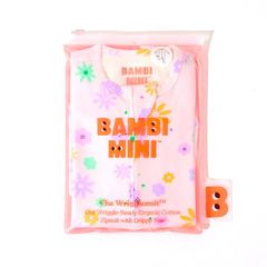 Bambi Mini Co. Wrigglesuit bé gái màu hồng neon hoa 0-3