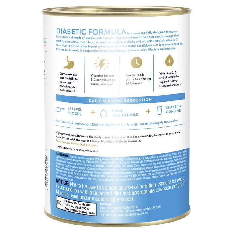 IsoWhey Clinical Nutrition Diabetic Formula Chocolate 640g