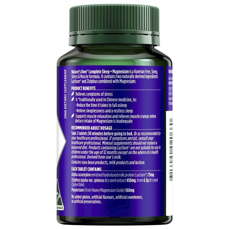 Viên uống hỗ trợ giấc ngủ hoàn chỉnh Nature's Own + Magnesium 60 viên