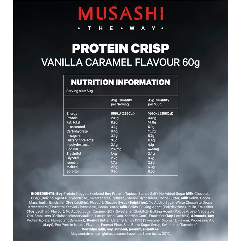 Thanh Protein giòn Musashi hương Vani Caramel 60g