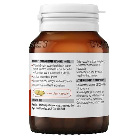 Blackmores Vitamin D3 1000IU Hỗ Trợ Xương Miễn Dịch 60 Viên