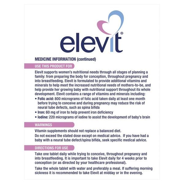Elevit Pre-conception & Pregnancy Multivitamin 100 Tablets (100 Days)