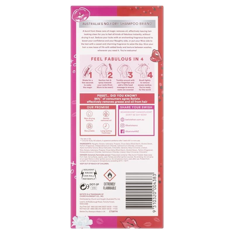 Bộ quà tặng dầu gội khô Batiste Naughty & Nice 200ml