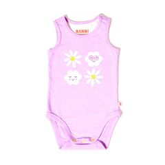 Bộ đồ liền thân Bambi Mini Co. Supersinglet cho bé gái họa tiết hoa tím và sọc kẹo 2 chiếc 0-3