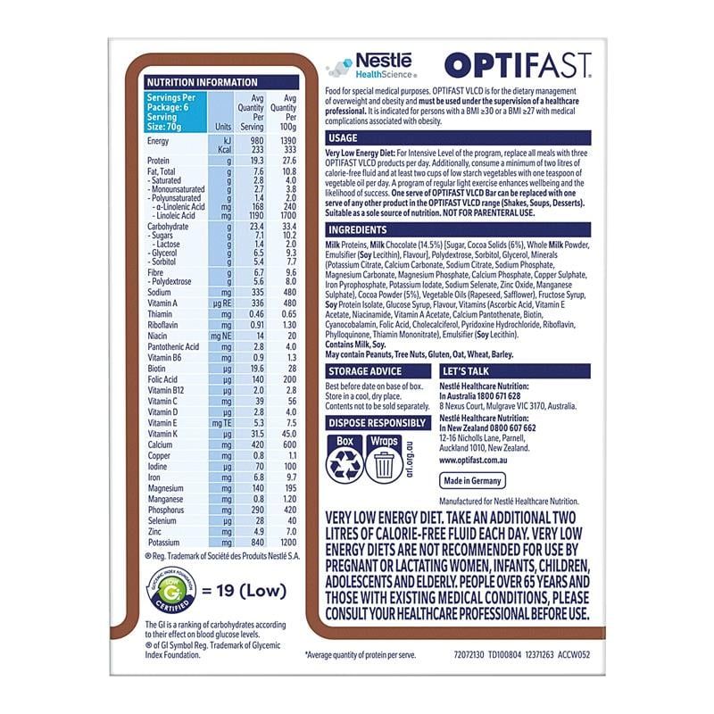 Thanh Optifast VLCD Chocolate 6 X 70g MỚI