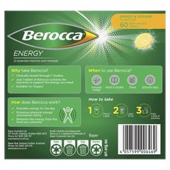Berocca Energy Mango And Orange 60 Viên Sủi Bọt Size Độc Quyền
