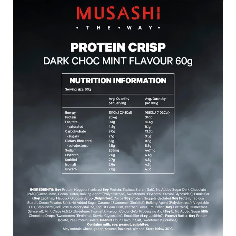 Thanh Protein giòn Musashi vị sô cô la bạc hà 60g