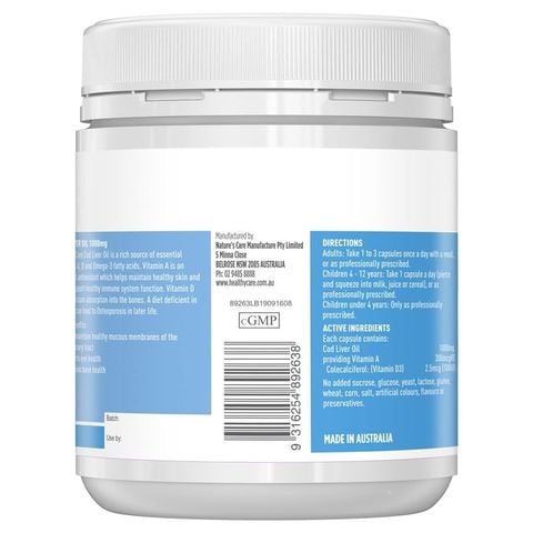 Dầu gan cá tuyết Healthy Care 1000mg 200 viên nang mềm