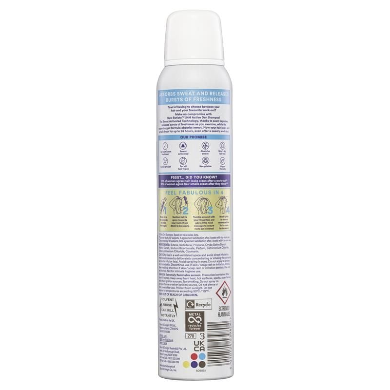 Dầu gội khô Batiste 24H Active 200ml