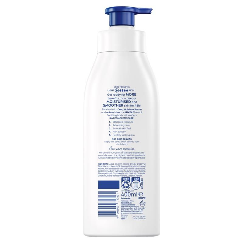 Sữa dưỡng thể NIVEA Aloe Vera dưỡng ẩm 48H 400ml