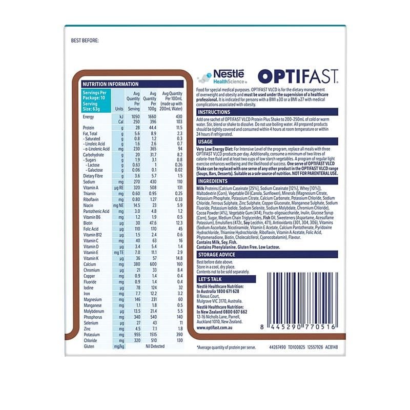 Optifast VLCD Protein Plus Shake Chocolate 10 gói 630g