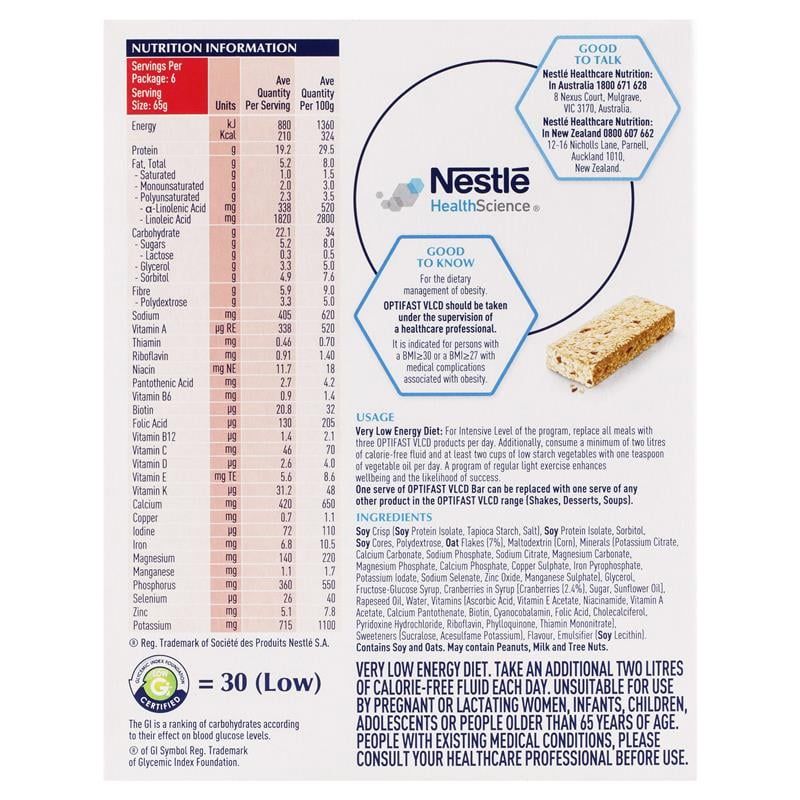 Thanh ngũ cốc Optifast VLCD 6 X 65g MỚI