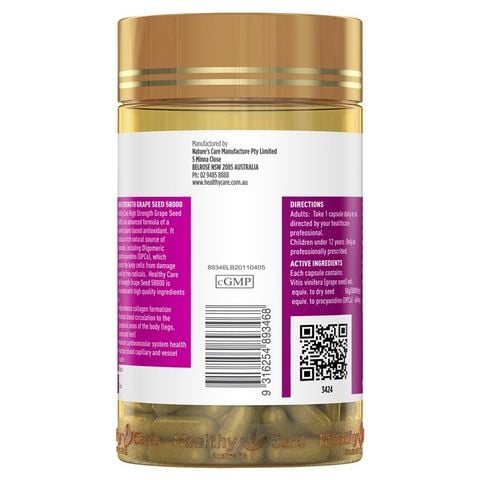 Hạt nho Healthy Care 58000 200 Viên