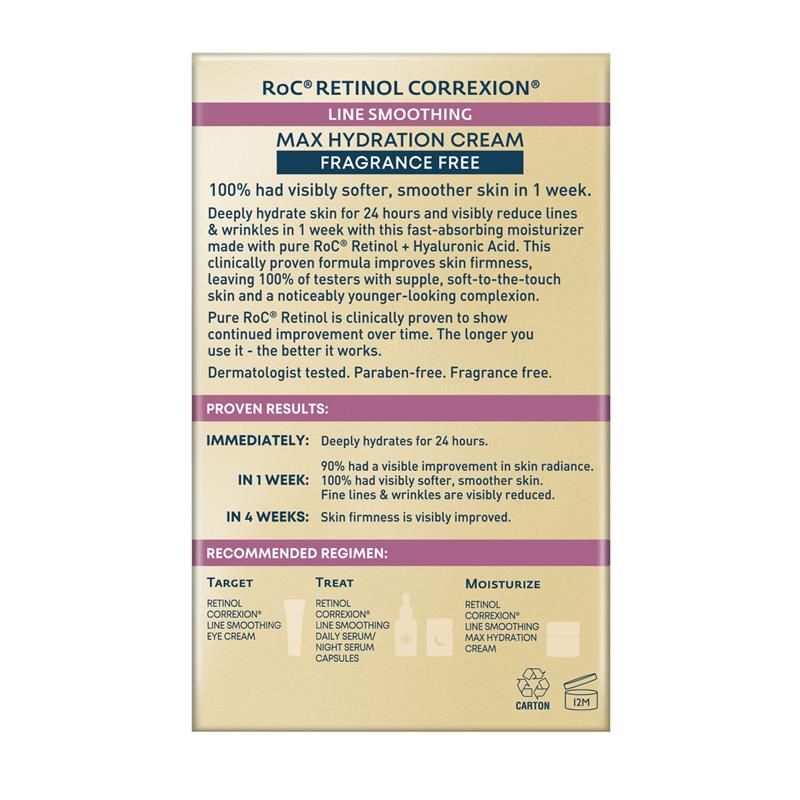 Kem dưỡng ẩm RoC Retinol Correxion Line Smoothing Max Hydration không mùi 48g