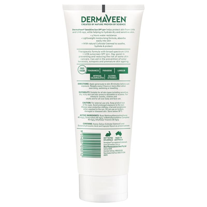 Kem dưỡng ẩm cho mặt và cơ thể DermaVeen Sensitive Sun SPF 50+ 200g