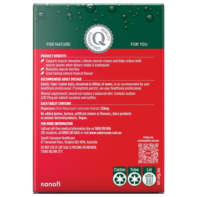 Viên sủi bổ sung Magiê + Hỗ trợ cơ bắp Nature's Own 60 viên