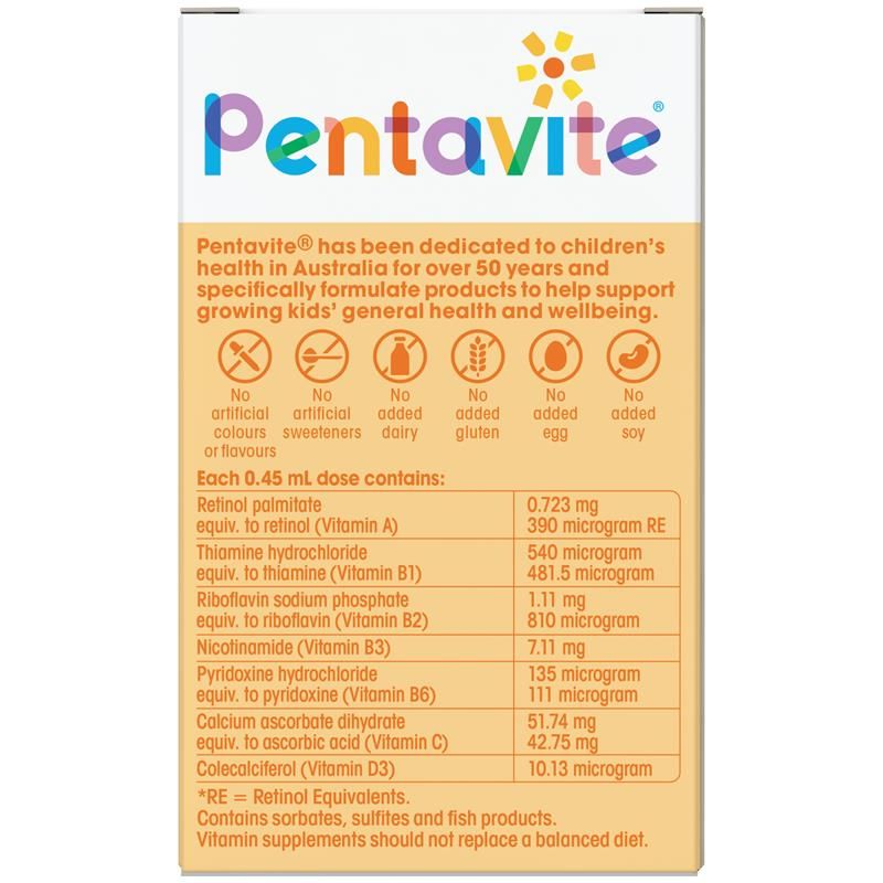 Pentavite Multivitamin dạng lỏng cho trẻ sơ sinh 30ml Hương vị nhiệt đới MỚI