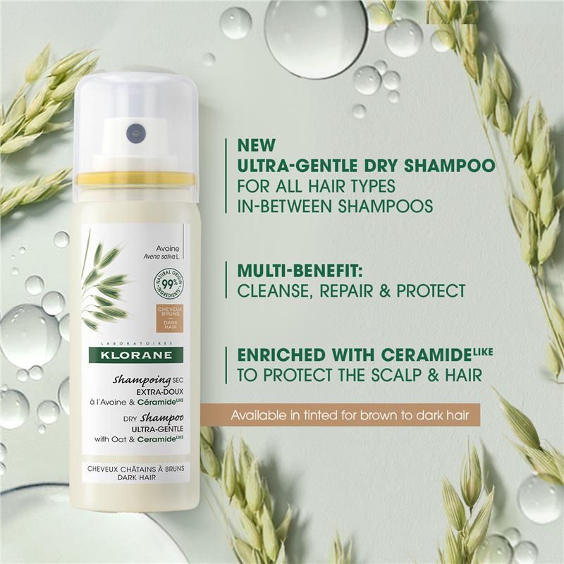 Dầu gội khô Klorane với yến mạch và Ceramide cho tóc đen 50ml