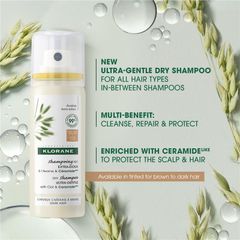 Dầu gội khô Klorane với yến mạch và Ceramide cho tóc đen 50ml