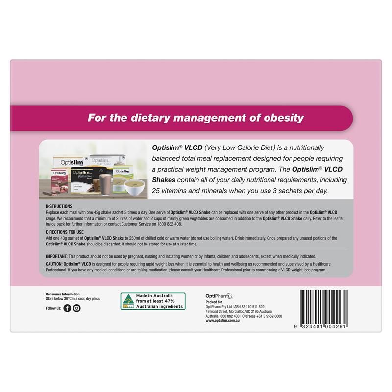 Optislim VLCD Meal Replacement Shake Strawberry 21x43g Gói