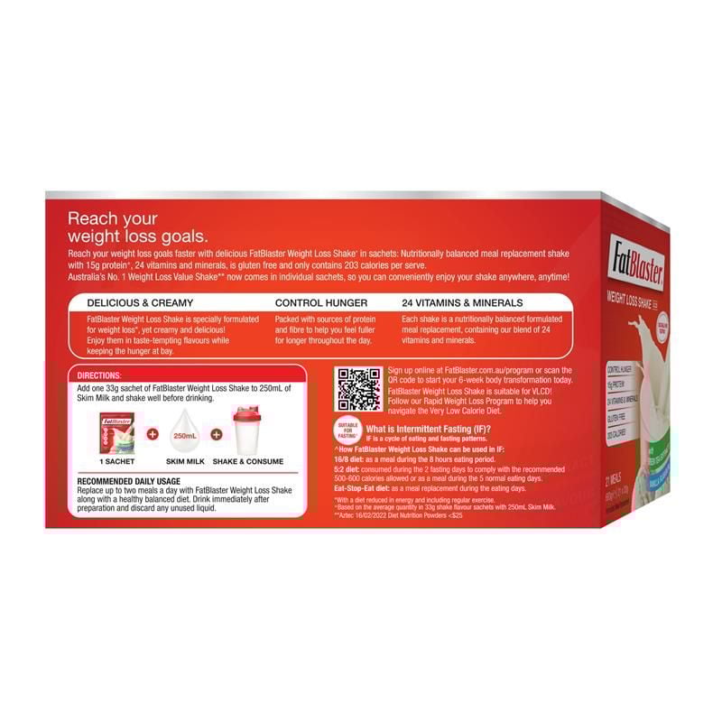 Naturopathica Fatblaster Weight Loss Shake Vanilla 21 x 33g Gói Kích thước độc quyền