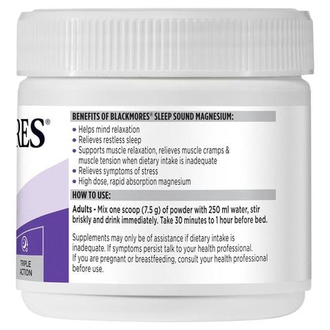 Bột hỗ trợ giấc ngủ Blackmores Sleep Sound Magiê 187,5g
